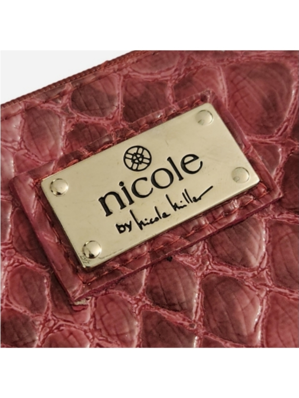 Nicole by Nicole Miller Pink Faux Snake Skin Wristlet With Strap - Picture 5 of 7